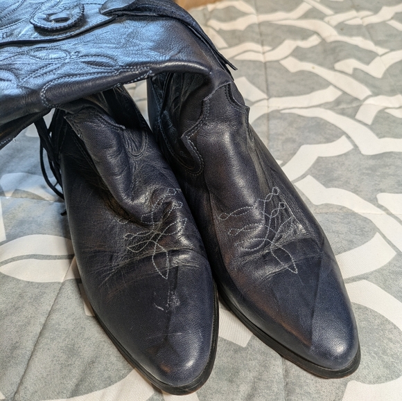 Laredo women's tassel navy cowboy boots vintage - Picture 3 of 5